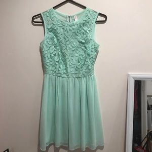 Teal floral semi-formal dress